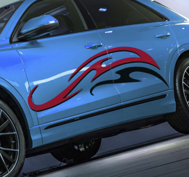 Race car with stripes white and red Car Sticker - TenStickers