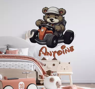 Racing bear wall stickers children's room - TenStickers