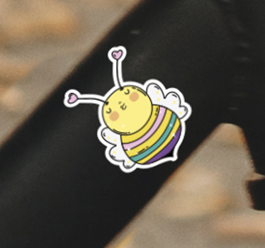 Rainbow bee bike bike Decal - TenStickers