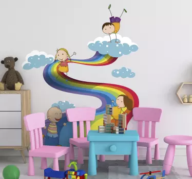 Rainbow landscape for kids illustration wall art - TenStickers