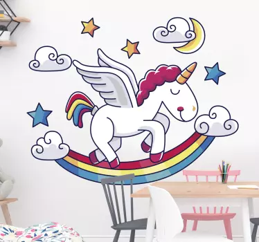 Rainbow with unicorn fantasy decal - TenStickers