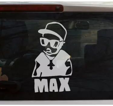Rapper baby with pacifier and name baby in car sticker - TenStickers