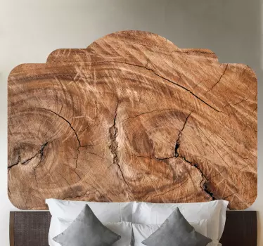 Realistic brown wooden texture headboard wall sticker - TenStickers