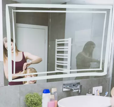 Rectangular frame line mirror sticker - TenStickers