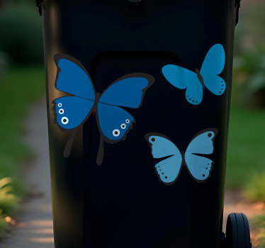 Recycling decal for bin colorful butterfly trio - TenStickers