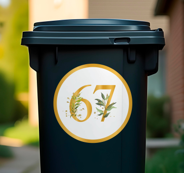 Recycling decal for bin customized 67 floral emblem - TenStickers