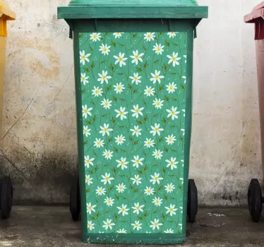 Recycling decal for bin floral pattern green - TenStickers