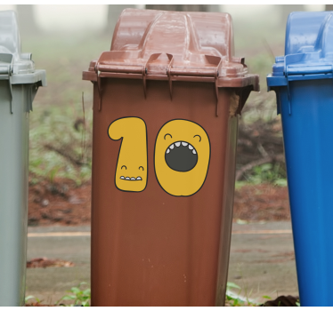 Recycling decal for bin playful number faces - TenStickers