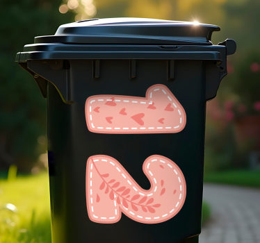 Recycling decal for bin with decorative text elements - TenStickers