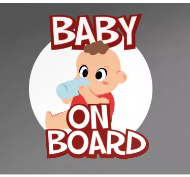 Red and white design baby in car sticker - TenStickers