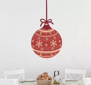 Red bauble christmas wall sticker - TenStickers