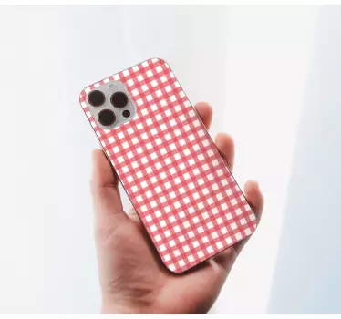 Red checked decoration iPhone decal - TenStickers