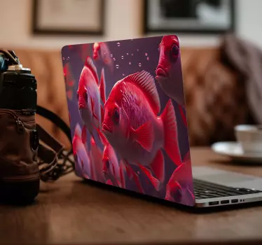 Red Fish Tank laptop sticker - TenStickers