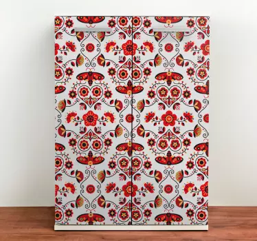 Red folklore pattern from Poland decals for furniture - TenStickers