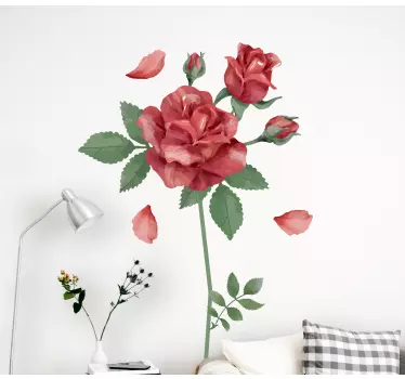 Red rose flower wall decor - TenStickers