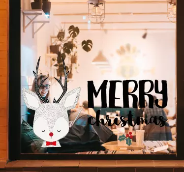 Christmas sticker reindeer holiday greeting - TenStickers