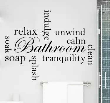 Relaxing bathroom words Bathroom Wall Decor - TenStickers