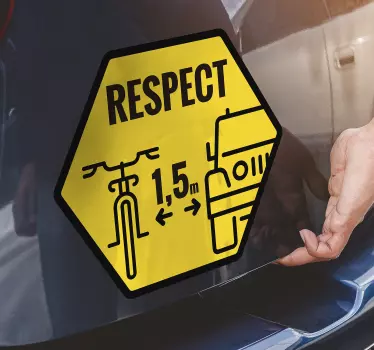 Respect Cyclist Car Decal - TenStickers