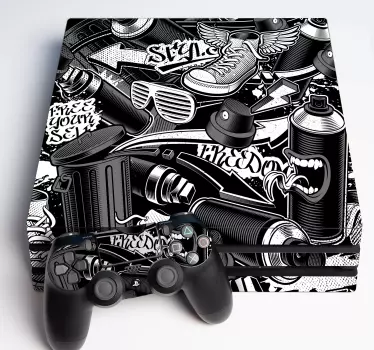 Retro graffiti Playstation 4 decal - TenStickers