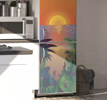 Retro Sun Beach fridge sticker - TenStickers