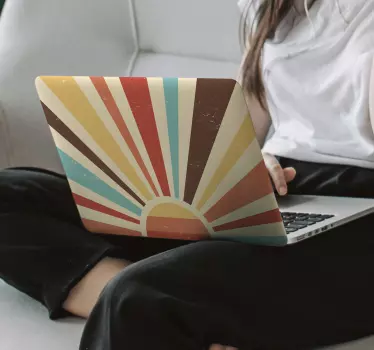 Retro sun rays laptop skin - TenStickers
