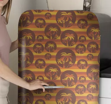 Retro Sunset and Palms fridge decals - TenStickers