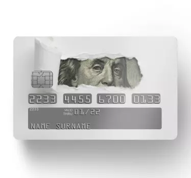 Ripped paper revealing dollar bank card decal - TenStickers