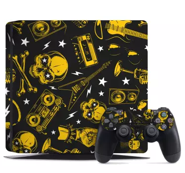 rock and roll seamless pattern Playstation 4 decal - TenStickers