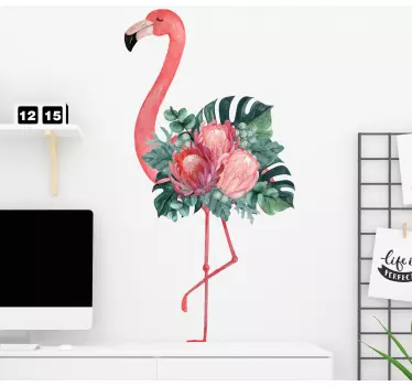 Rose flower flamingo bird sticker - TenStickers