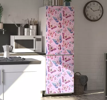 Rose tone butterflies fridge wrap - TenStickers
