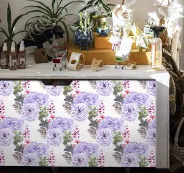 Roses purple shadows nordic style for furniture - TenStickers