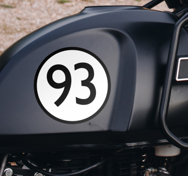 Rounded classic number motorbike sticker - TenStickers