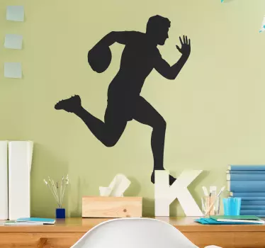 Rugbyman runing rugby decal - TenStickers