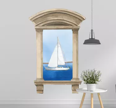sailboat window nautical decal - TenStickers