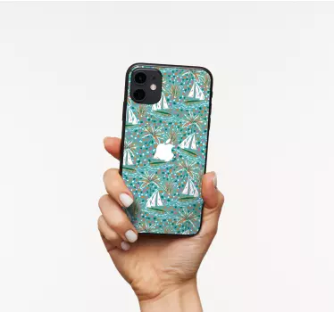 Sailboats and palms iPhone sticker - TenStickers