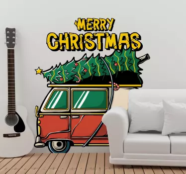 Santa's car christmas wall sticker - TenStickers