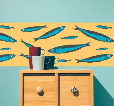 Sardines prints border sticker - TenStickers
