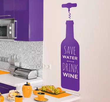 Kitchen wall sticker save water drink wine - TenStickers