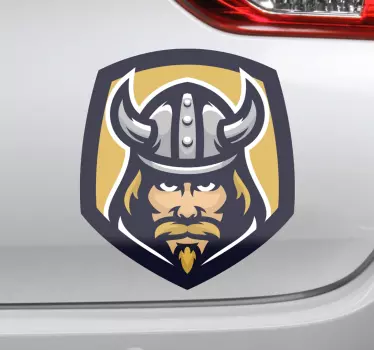 Scandinavian Viking with horn Car Decal - TenStickers