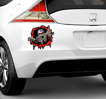Scary skeleton breaking free car sticker - TenStickers
