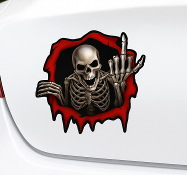 Scary skeleton breaking free car sticker - TenStickers