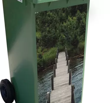 Scenic Wooden Path recycling decal for bin - TenStickers