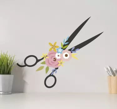 Scissors and flowers wall decor - TenStickers