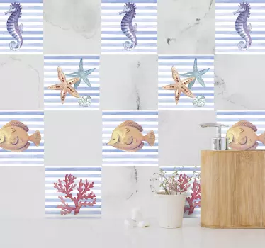 Sea life tile sticker - TenStickers
