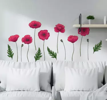Set of poppies flower wall decal - TenStickers