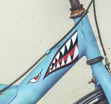 Shark face sharp teeth bike sticker - TenStickers