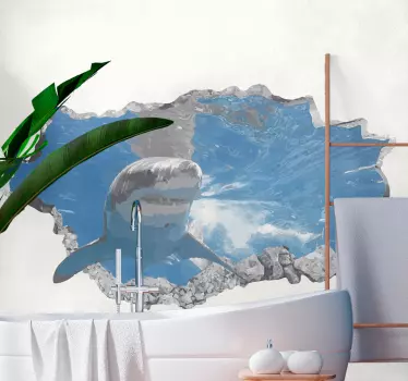 Shark traversing wall fish  decal - TenStickers