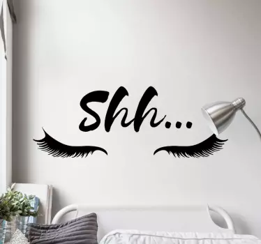 Shh eyelashes headboard wall sticker - TenStickers