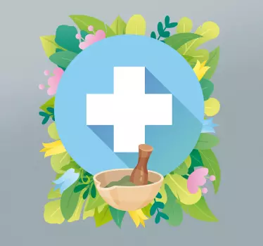Shop window sticker herbal remedy bowl - TenStickers