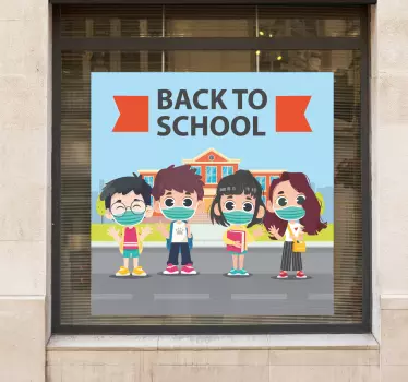 Shop window sticker school kids design - TenStickers